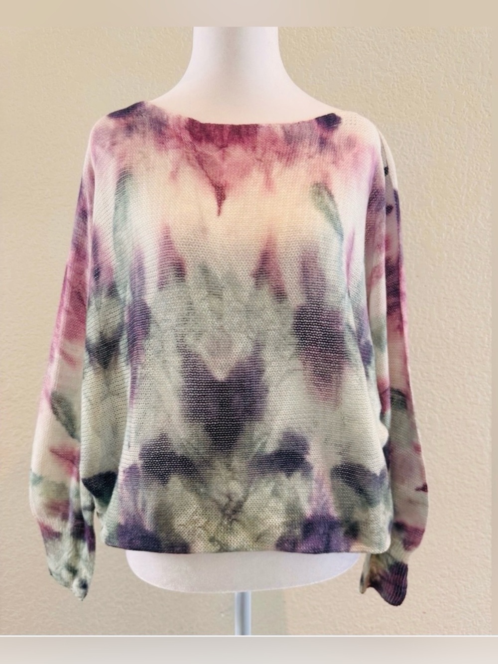 Anna Melani Made in Italy Tie Dye Knit Sweater Purple Green - Size Medium